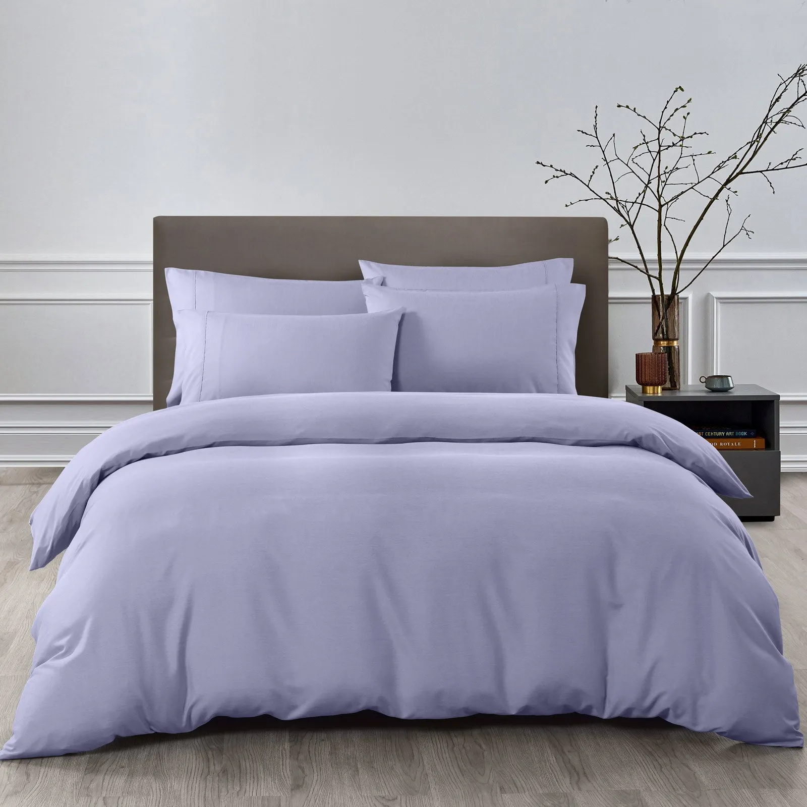 2000TC 6-Piece Bamboo Sheet & Quilt Cover Set | Cooling & Breathable | King | Lilac Grey