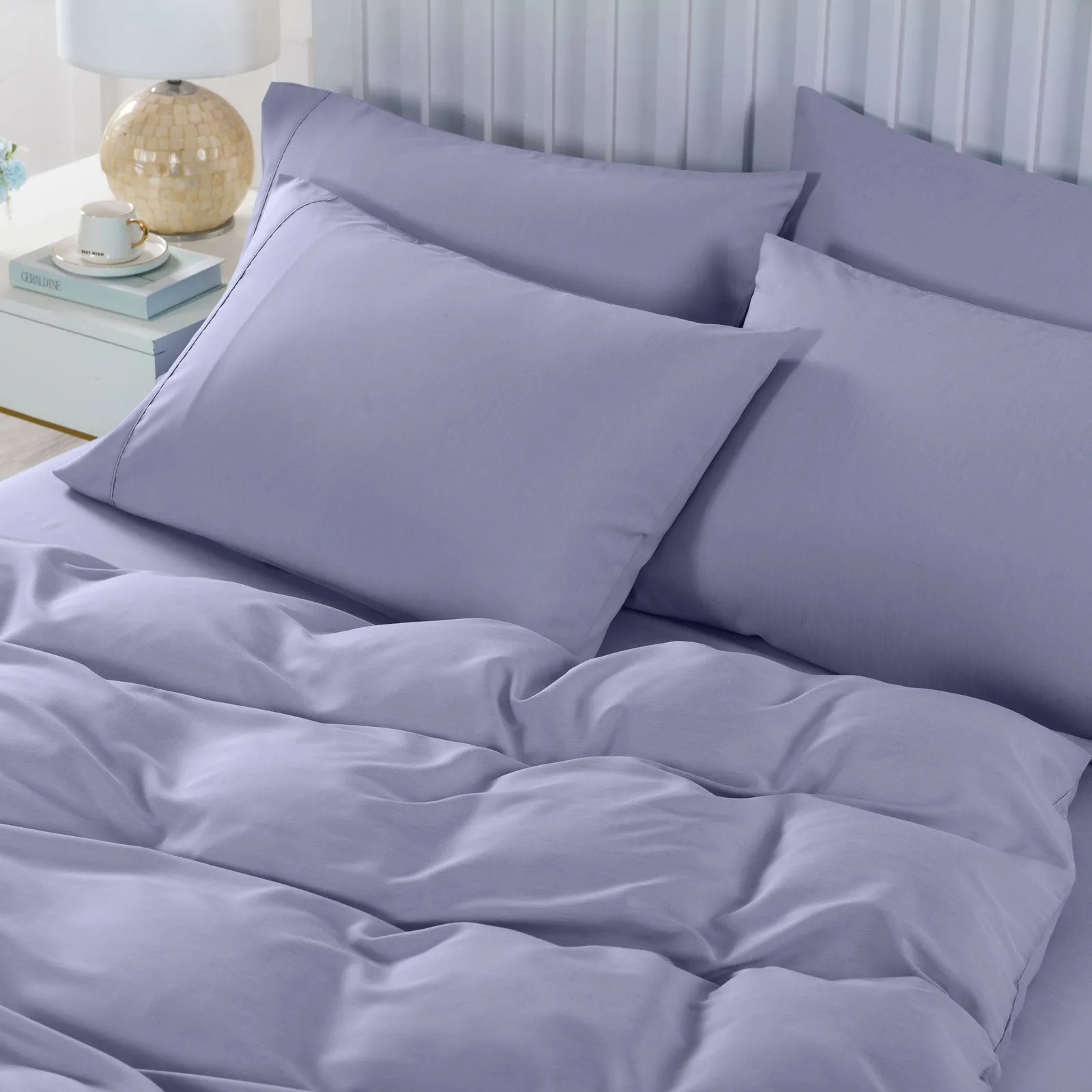2000TC 6-Piece Bamboo Sheet & Quilt Cover Set | Cooling & Breathable | King | Lilac Grey
