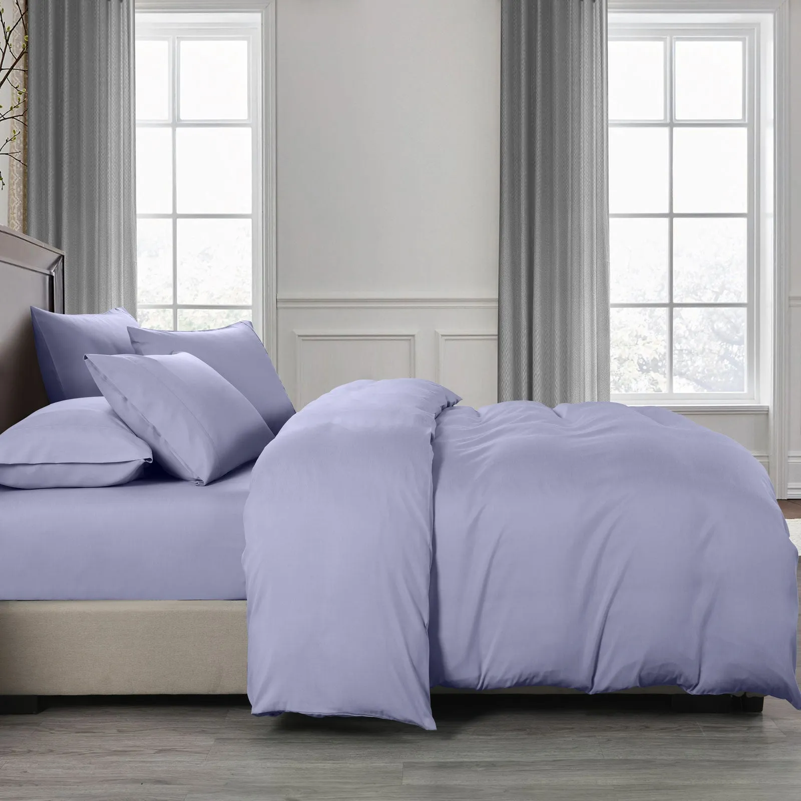 2000TC 6-Piece Bamboo Sheet & Quilt Cover Set | Cooling & Breathable | King | Lilac Grey