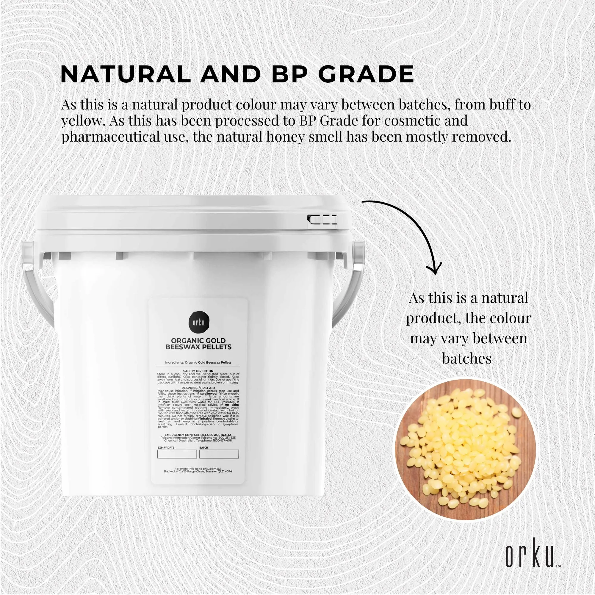 2.5Kg Tub Organic Beeswax Pellets Pharmaceutical Cosmetic Candle Yellow Bees Wax