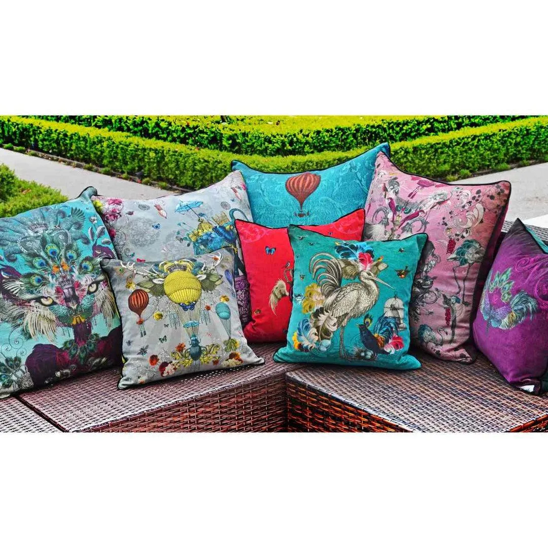 Arrivée Des Oiseaux Velvet Scatter Cushion - Santorus