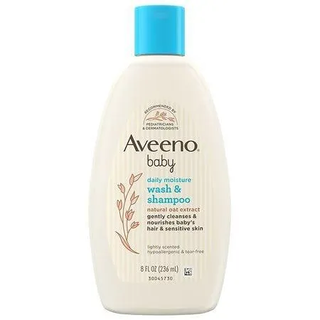 Aveeno Baby Daily Moisture Gentle Body Bath Wash & Shampoo, Oat Extract - 8oz