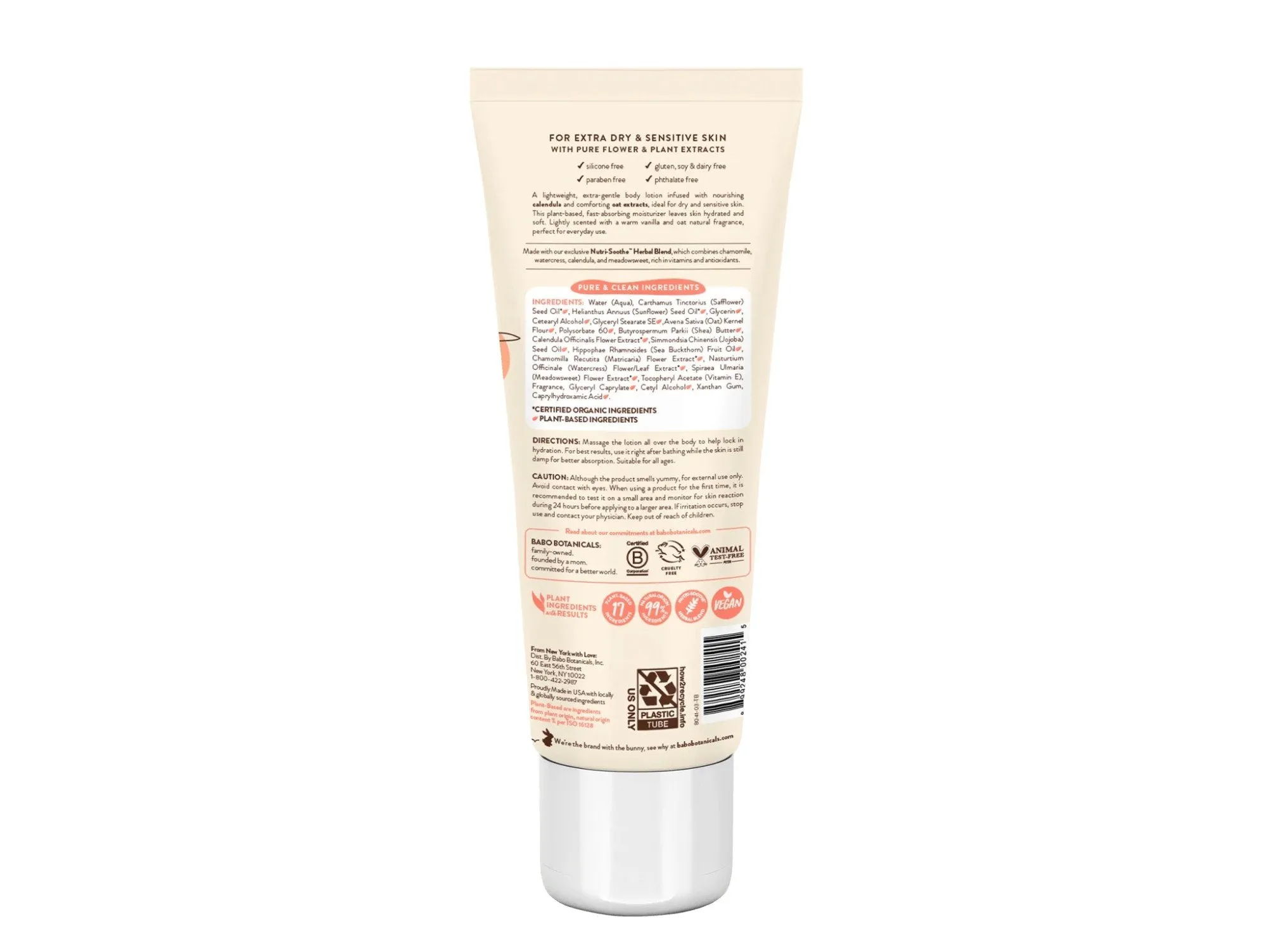 Babo Botanicals Moisturizing Oat & Calendula Body Lotion 8 oz Cream