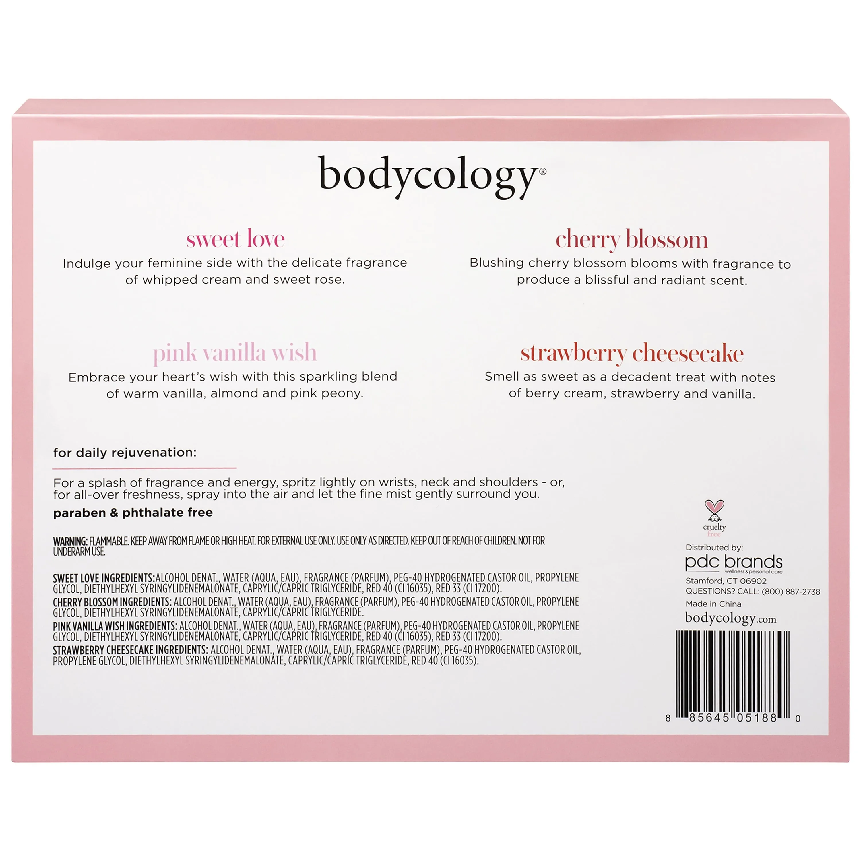 Bodycology Fan Favorite Body Mists Fragrance Set, 4 PieceS