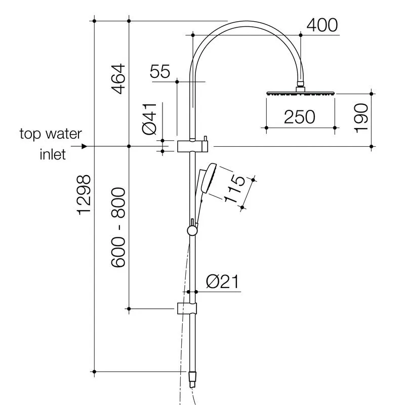 Caroma Contura II Rail Shower with Overhead - Brushed Nickel
