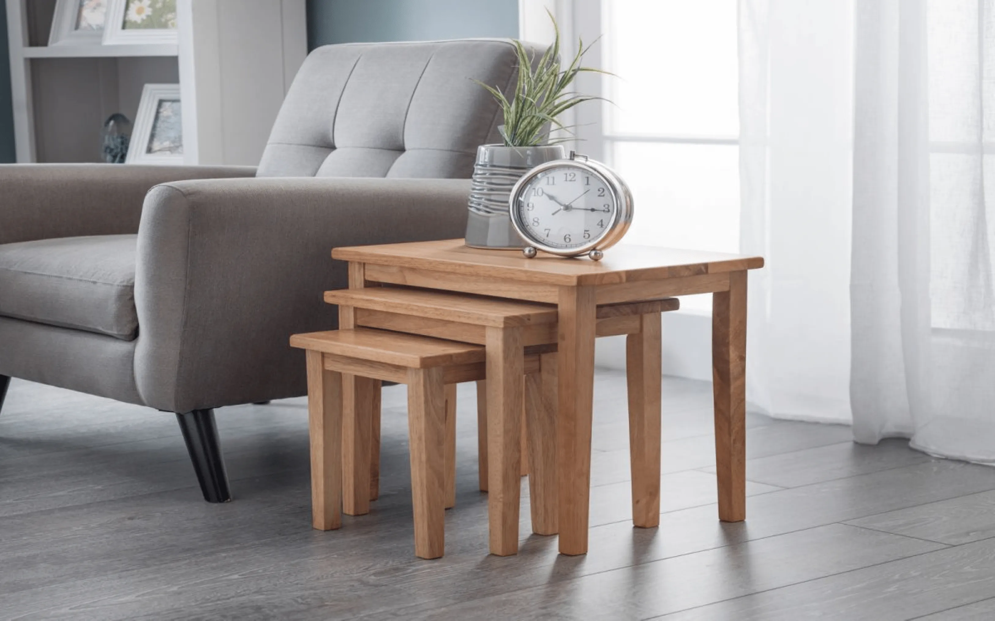 Cleo Nest Of Tables - Natural Oak Finish