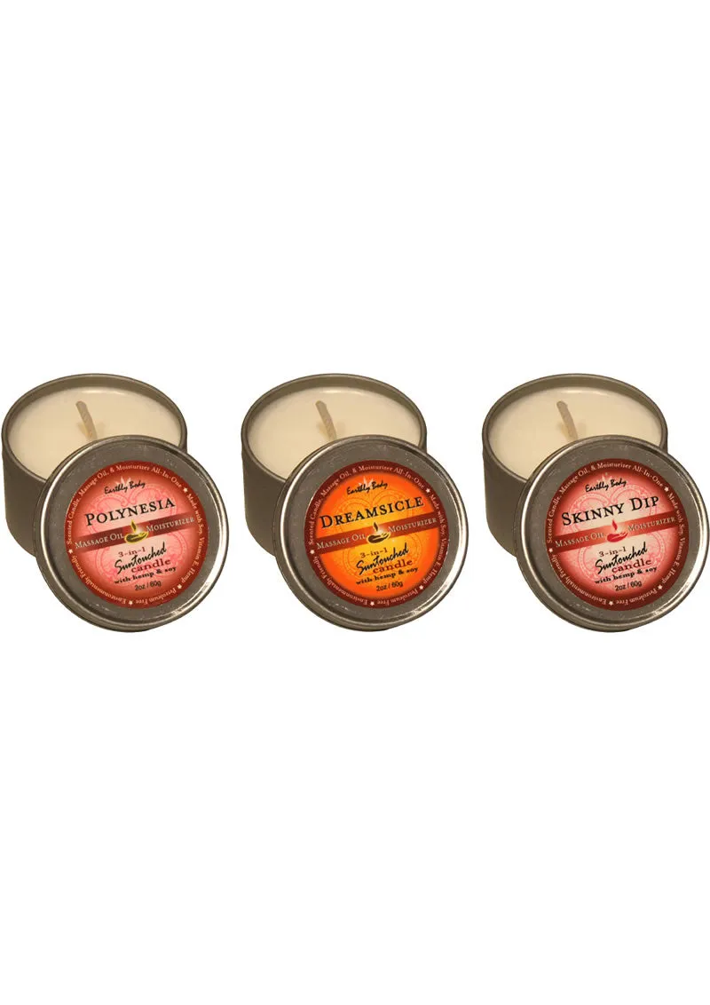 Earthly Body Hemp Seed Round Massage Candle Trio Set (Three 2oz Candles