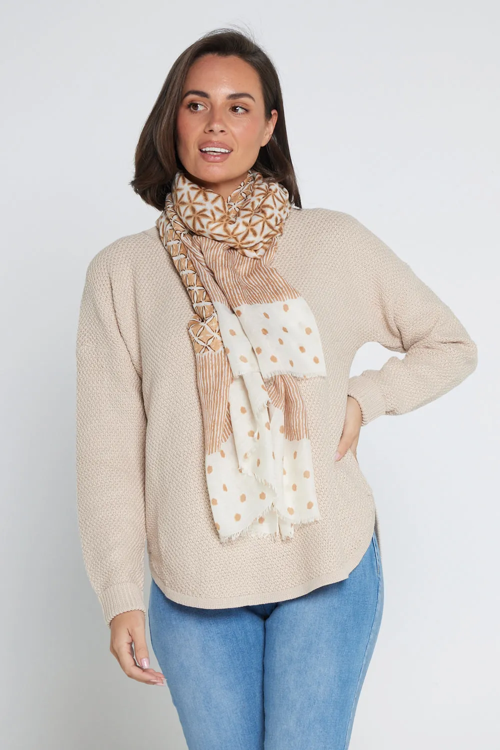 Evannah Wrap - Brown/Cream