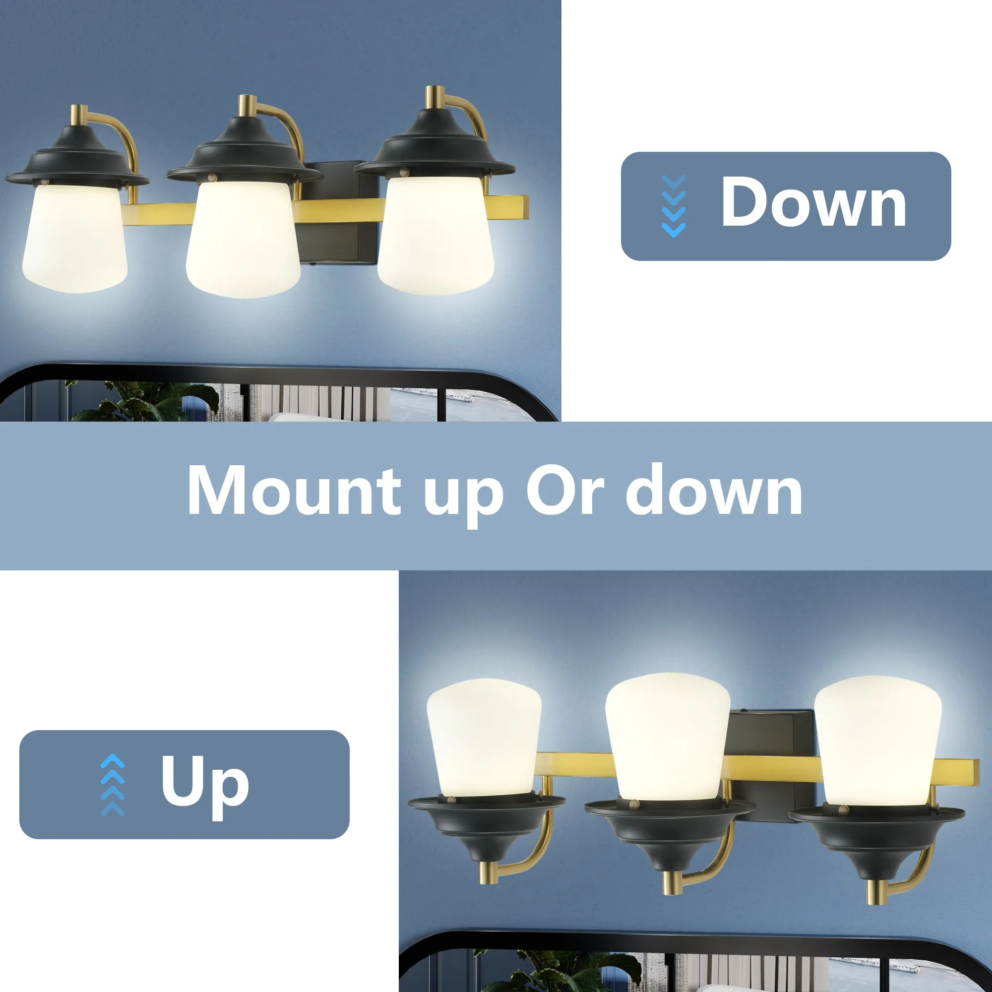 ExBrite 24.5" Farmhouse LED Vanity Light Fixture with Dimmable Switch & Tri-Color Settings