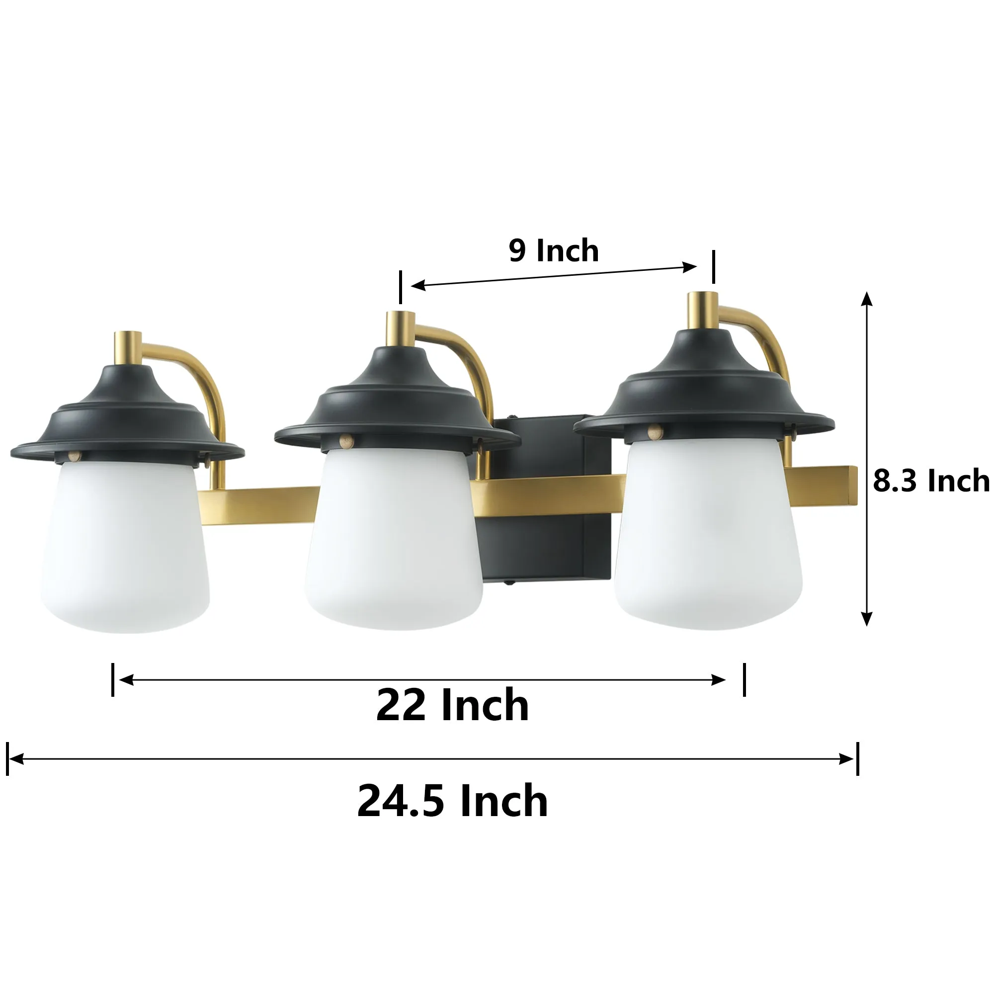 ExBrite 24.5" Farmhouse LED Vanity Light Fixture with Dimmable Switch & Tri-Color Settings