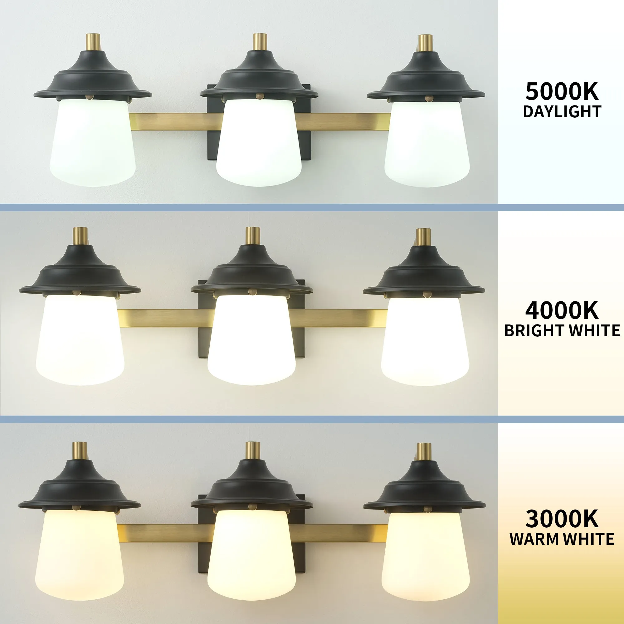 ExBrite 24.5" Farmhouse LED Vanity Light Fixture with Dimmable Switch & Tri-Color Settings