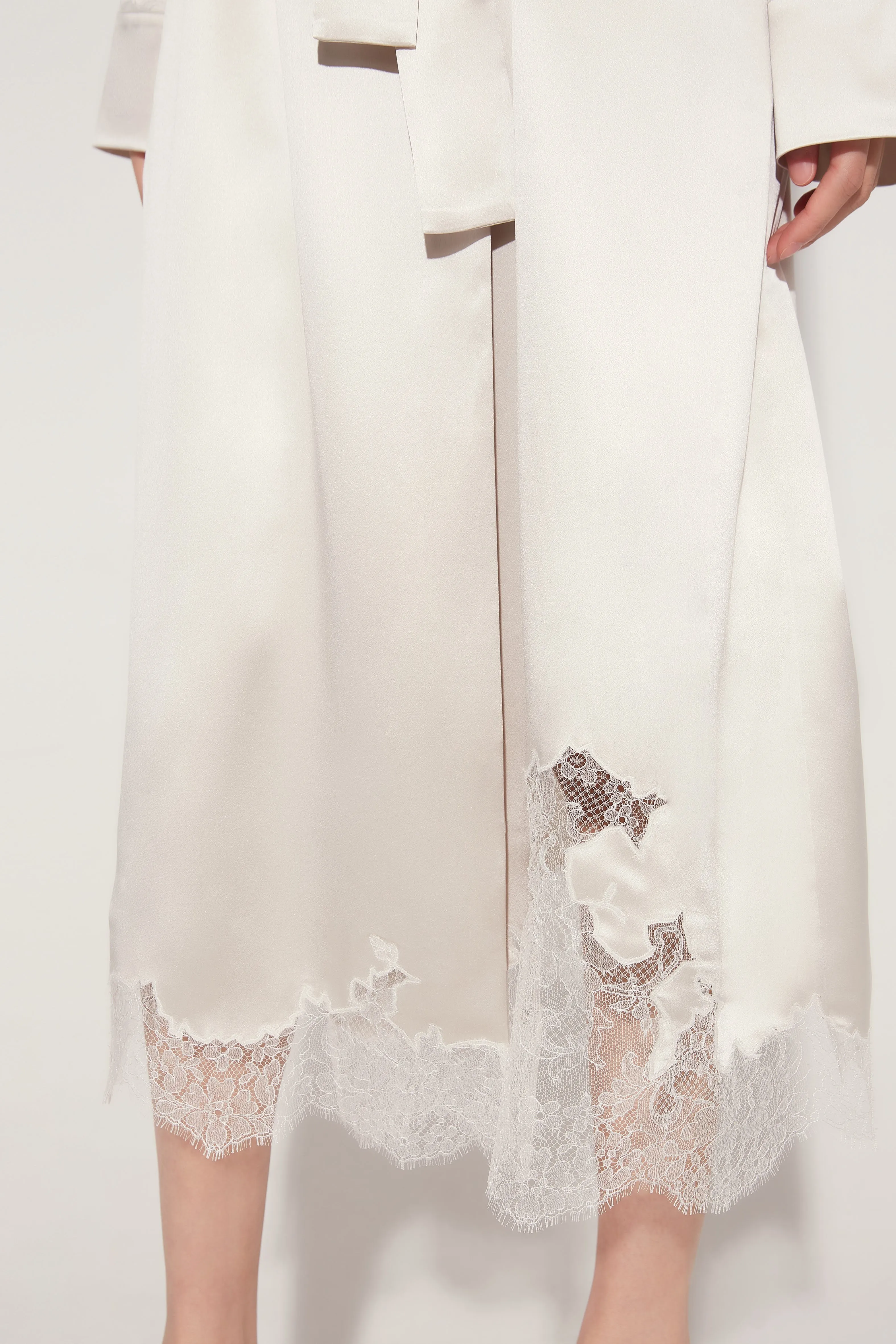 Galaxy Grey Lace Silk Robe