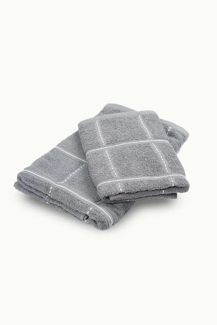 Grey Combed Hand and Body Towel Set