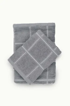 Grey Combed Hand and Body Towel Set