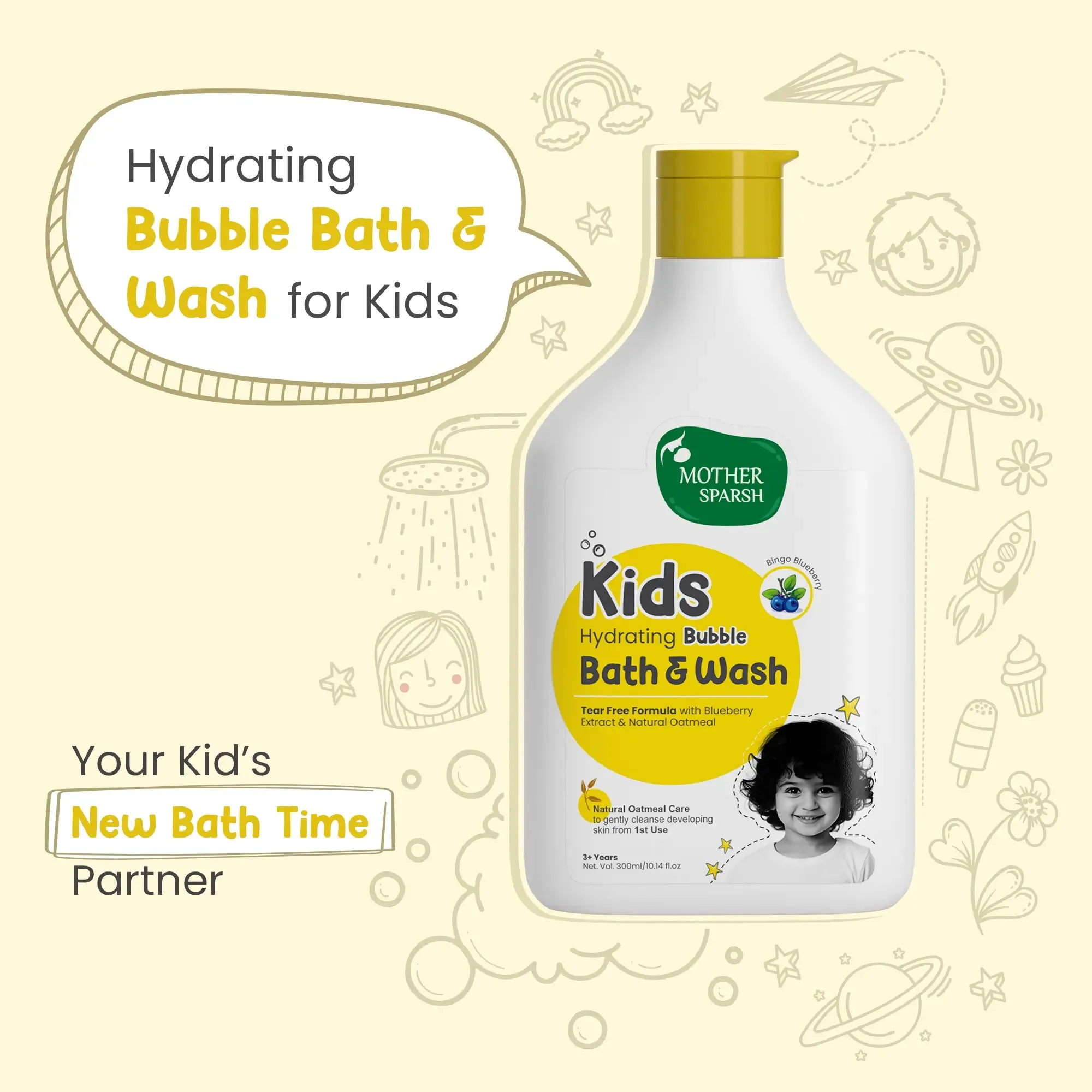 Kids Bubble Bath & Wash - Blueberry 300ml