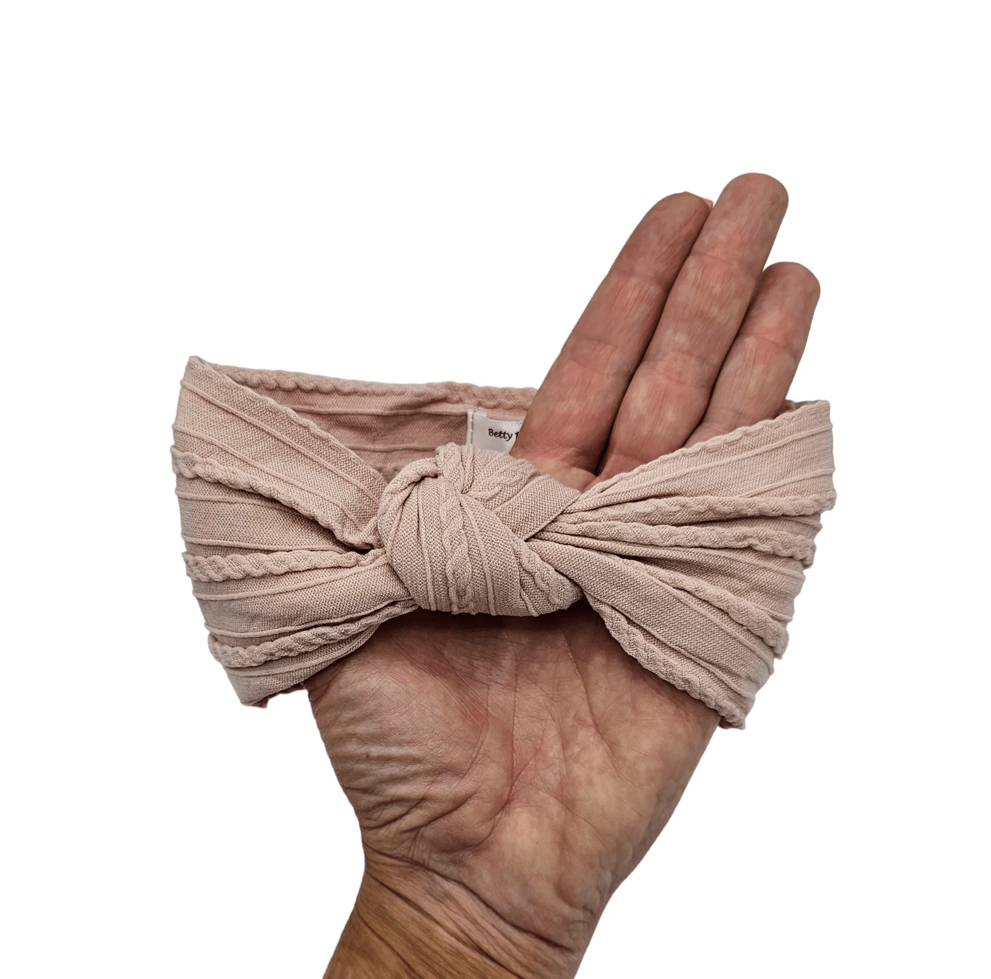 Primrose Pink Knot Style Cable Knit Headband