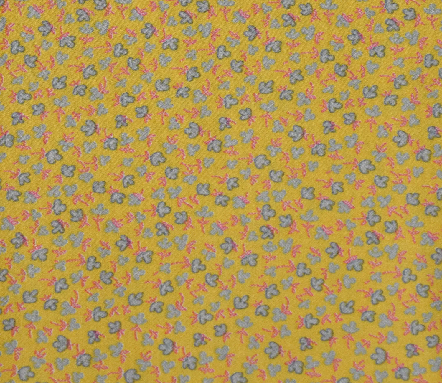 Small Floral Pattern Screen Printed Cotton Satin Fabric Available in Orange , Pink , Blue and Yellow