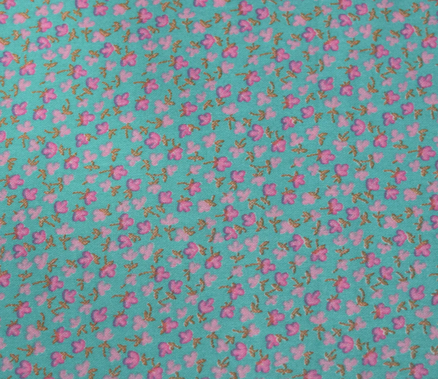 Small Floral Pattern Screen Printed Cotton Satin Fabric Available in Orange , Pink , Blue and Yellow