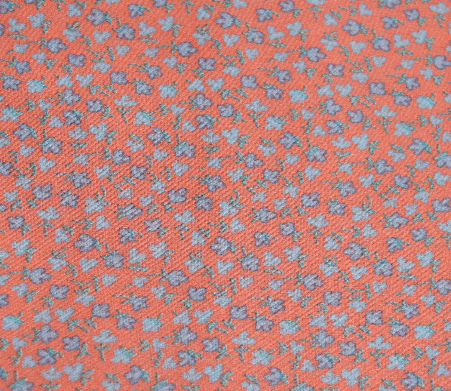 Small Floral Pattern Screen Printed Cotton Satin Fabric Available in Orange , Pink , Blue and Yellow