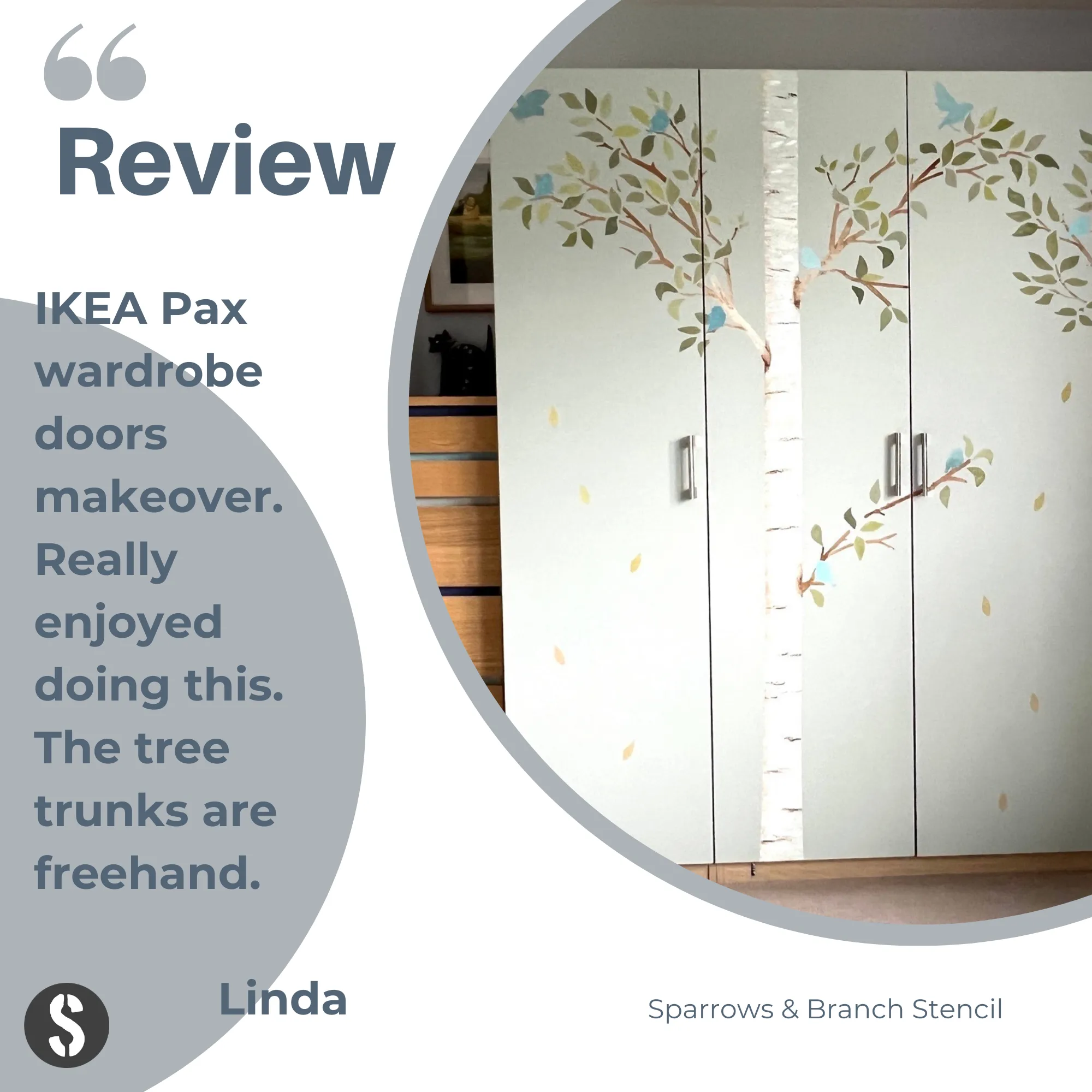 Sparrows & Branch Stencil