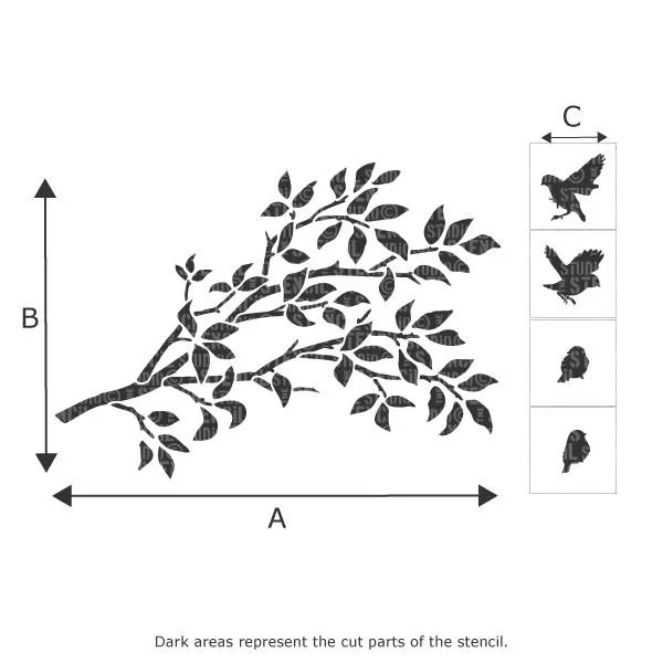 Sparrows & Branch Stencil