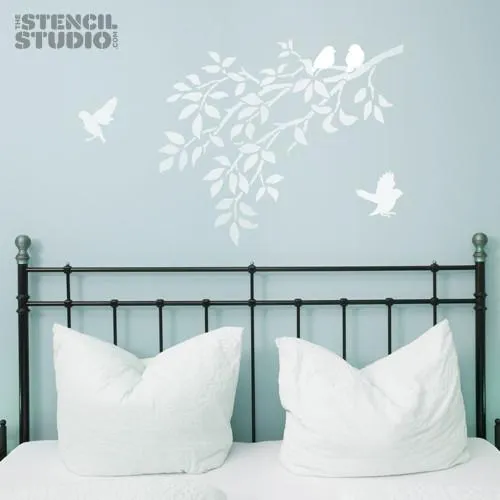Sparrows & Branch Stencil