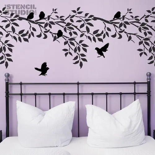 Sparrows & Branch Stencil