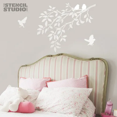 Sparrows & Branch Stencil