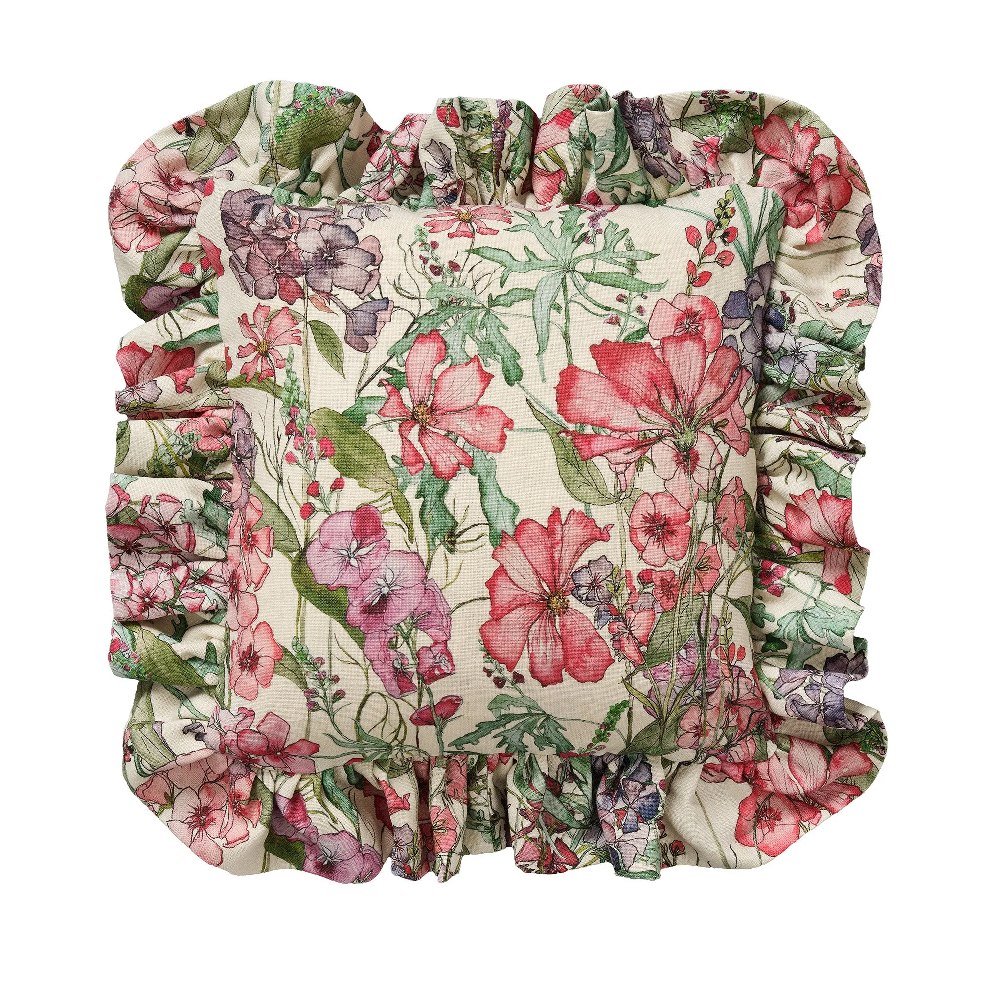 Square English Cutting Garden Medley Frill Cushion
