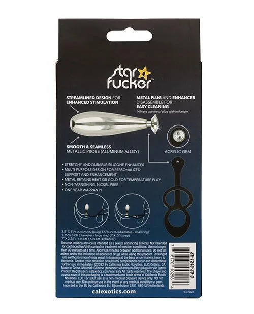 Star Fucker Glider Gem Plug W-silicone Enhancer - Black