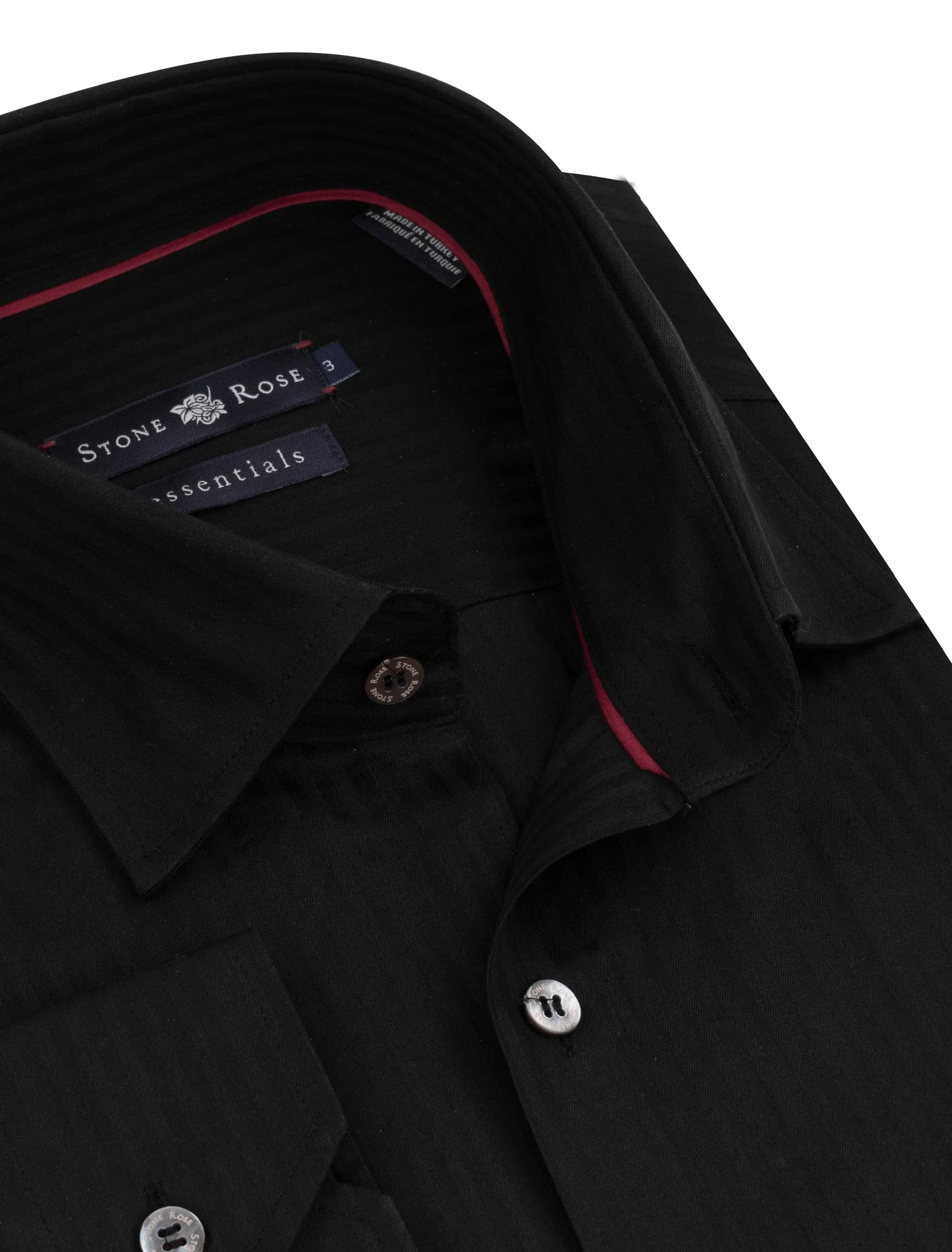 Tonal Stripe Button up Shirt in Black