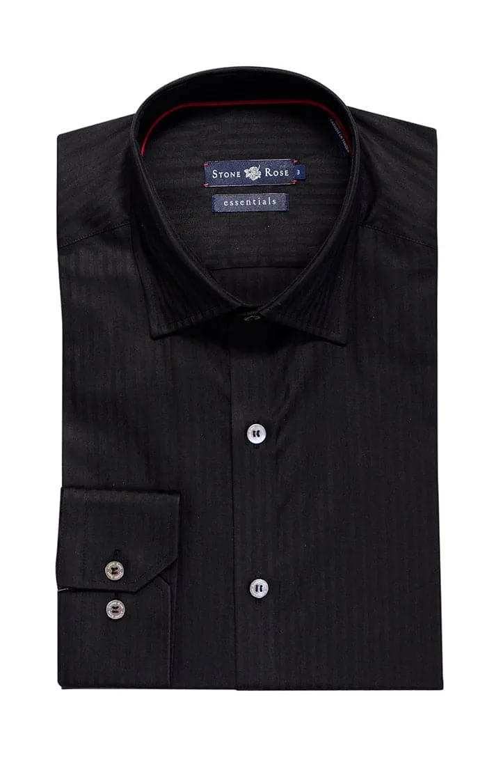Tonal Stripe Button up Shirt in Black